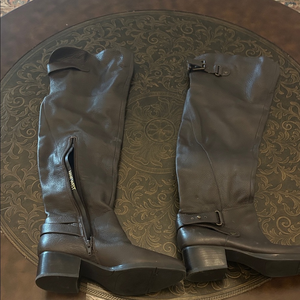 Nine West Dark Brown Leather Knee High Boots
